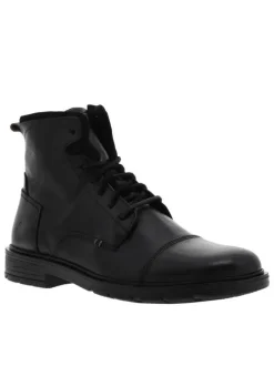 Bottines noires à talon compensé bas et à lacets et zip latéral comme fermeture