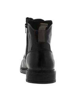 Bottines noires à talon compensé bas et à lacets et zip latéral comme fermeture