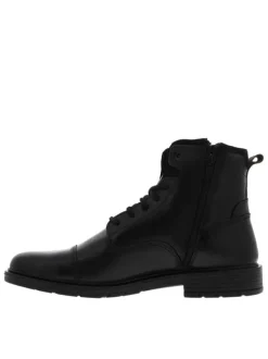 Bottines noires à talon compensé bas et à lacets et zip latéral comme fermeture