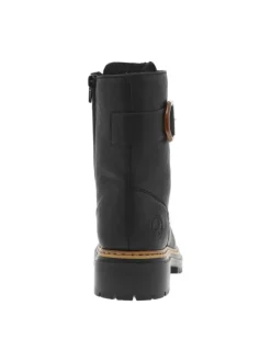 Bottines noires à talon décroché bas avec des lacets plats et un zip