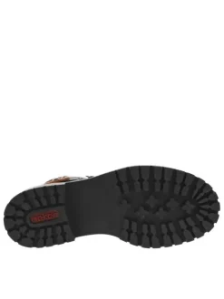Bottines noires à talon décroché bas avec des lacets plats et un zip