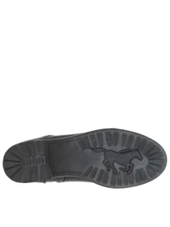 Bottines noires à talon décroché bas avec des lacets ronds et un zip latéral