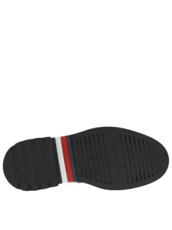 Bottines noires à talon décroché bas avec lacets, zip et liseré tricolore