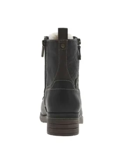 Bottines noires à talon décroché bas avec un zip et des lacets ronds