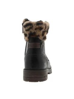 Bottines noires à talon décroché bas avec un zip et des lacets ronds
