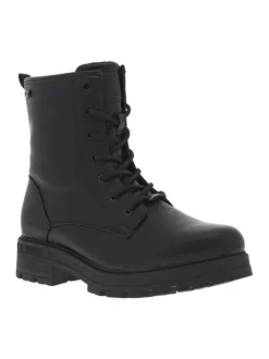 Bottines noires à talon décroché bas avec un zip et des lacets ronds