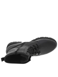 Bottines noires à talon décroché bas avec un zip et des lacets ronds