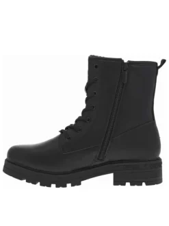 Bottines noires à talon décroché bas avec un zip et des lacets ronds