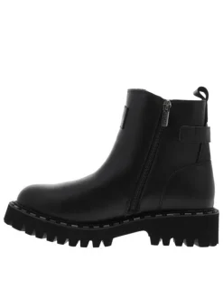 Bottines noires à talon décroché bas avec un zip et un soufflet élastiqué
