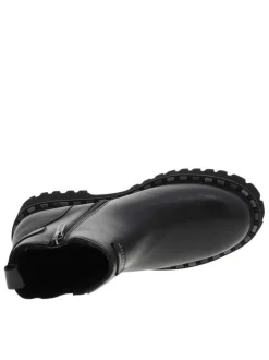 Bottines noires à talon décroché bas avec un zip et un soufflet élastiqué