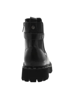 Bottines noires à talon décroché bas avec un zip et un soufflet élastiqué