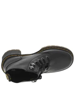 Bottines noires à talon décroché haut avec des lacets plats et un talon épais