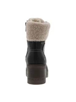 Bottines noires à talon décroché moyen avec un zip et des lacets ronds