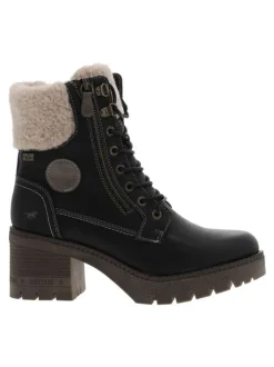 Bottines noires à talon décroché moyen avec un zip et des lacets ronds