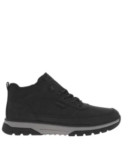 Bottines noires à talon plat avec des lacets ronds et un zip latéral