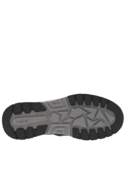 Bottines noires à talon plat avec des lacets ronds et un zip latéral