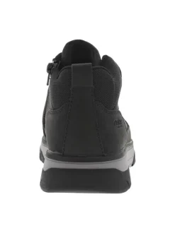 Bottines noires à talon plat avec des lacets ronds et un zip latéral