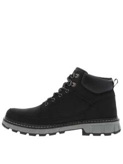Bottines noires à talon plat à lacets avec des œillets métalliques