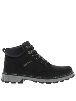 Bottines noires à talon plat à lacets avec des œillets métalliques
