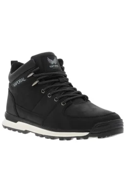 Bottines noires à talon plat à lacets avec des œillets métalliques