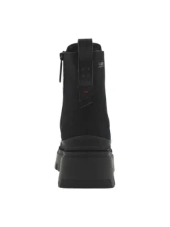 Bottines noires à talon semi-compensé et à lacets ronds et zip latéral noirs