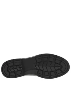 Bottines noires vernies avec bijou noir logotypé collé sur la tige