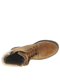 Bottines noisette à talon décroché moyen avec un zip et des lacets ronds