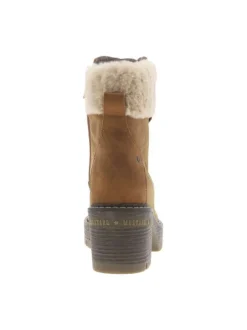 Bottines noisette à talon décroché moyen avec un zip et des lacets ronds