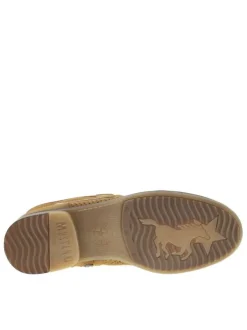 Bottines originales cognac perforées à talon plat avec lacets et zip latéral