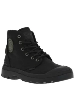 Bottines Pampa en toile noire à talon décroché bas, semelle plate vulcanisée et lacets ronds