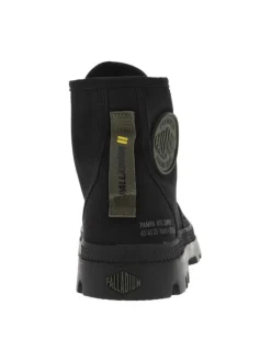 Bottines Pampa en toile noire à talon décroché bas, semelle plate vulcanisée et lacets ronds