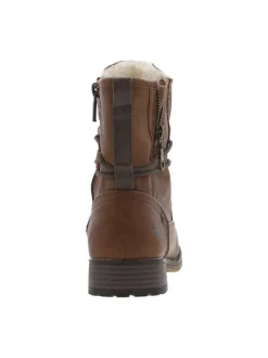 Bottines à talons décroché cognac avec fermeture zip et lacets ronds décoratifs