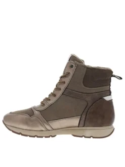 Bottines taupe compensées, à lacets et zip latéral intérieur doublé