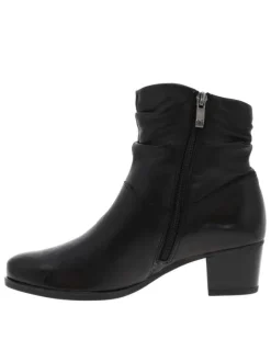 Bottines zippées en cuir souple noir à semelle adhérente et talon décroché bas