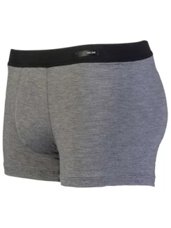 Boxer anthracite légèrement chiné avec taille élastiquée noire et marque