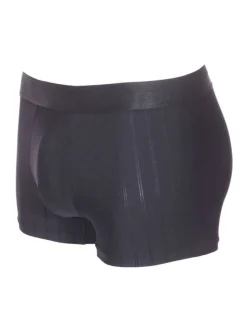 Boxer classique Chic noir à rayures avec logo brodé sur la taille élastiquée