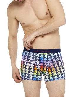 Boxer Classique en coton avec imprimés multicolores et coupe fermée