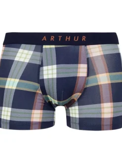 Boxer classique en coton marine imprimé carreaux multicolores