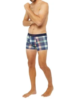 Boxer classique en coton marine imprimé carreaux multicolores