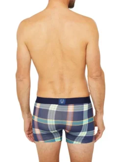 Boxer classique en coton marine imprimé carreaux multicolores