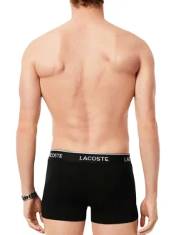 Boxer classique en coton noir uni avec une ceinture bicolore