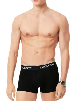 Boxer classique en coton noir uni avec une ceinture bicolore