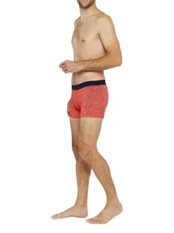 Boxer classique en coton rouge imprimé baskets all over avec taille élastiquée