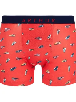 Boxer classique en coton rouge imprimé baskets all over avec taille élastiquée