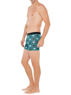 Boxer classique en coton sapin imprimé ours footballer