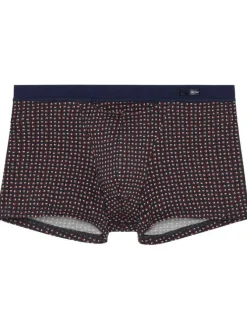 Boxer classique Figari marine à imprimé géométrique blanc et rouge coupe ouverte