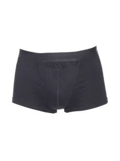 Boxer classique Ho1 noir avec logo autour de la taille élastiquée coupe ouverte