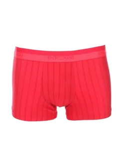Boxer classique rouge Chic avec rayures et logo brodé sur la taille élastiquée