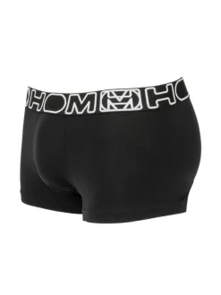 Boxer coupe courte Bertrand en coton noir avec gros logo autour de la taille élastiquée