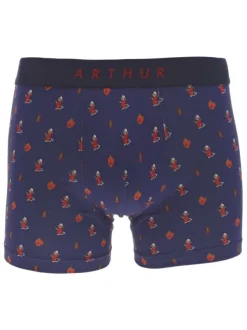 Boxer en coton marine imprimé avec une coupe ajusté et une taille élastiquée